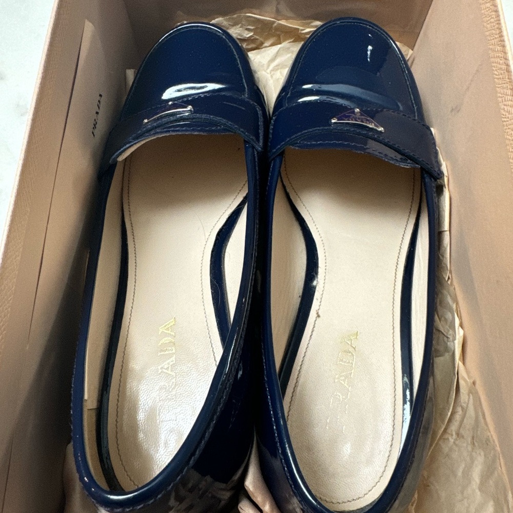 Prada Blue Patent Loafers - Picture 5 of 11